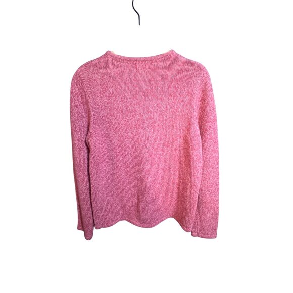 L.L. Bean Womens Pink Cardigan Sweater M-REG 100% Cotton Long Sleeve Button-Up - Picture 2 of 3